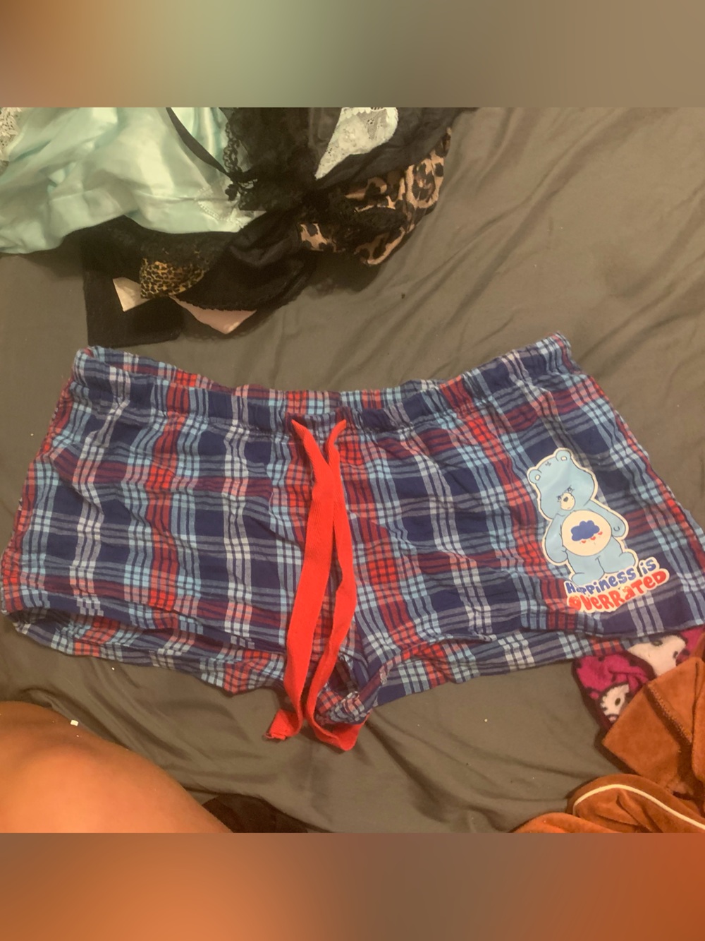 Care Bears Blue and Red Plaid Women's Lounge Shorts